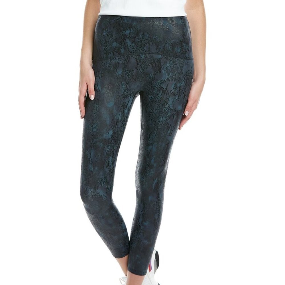 NWT Spanx Booty Boost Active 7/8 Stretch-jersey Leggings In Navy Reptile